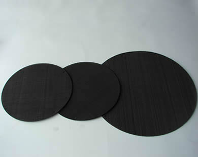 Three black wire cloth filter disc with different diameters.