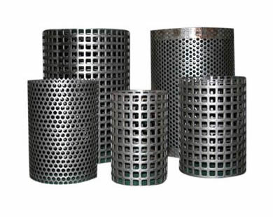 Five perforated filter tubes with square or round holes.
