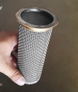 A cylinder filter with wide copper wrapping edge.