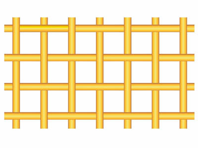 A drawing of plain weave brass wire mesh on the white background.
