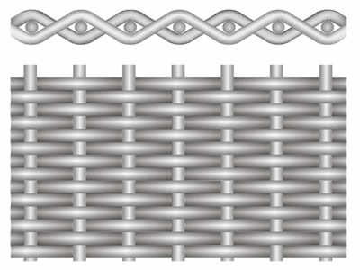 A drawing of plain dutch weave galvanized wire mesh on the white background.