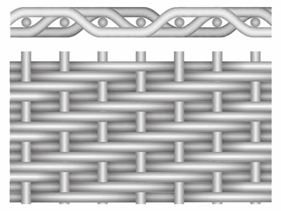A drawing of twill dutch weave galvanized wire mesh on the white background.