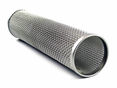 There is a stainless steel filter tube with crimped wire mesh as the outer structure.
